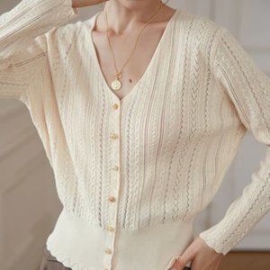 Anna Cable Apricot Knit Cardigan XS NWT